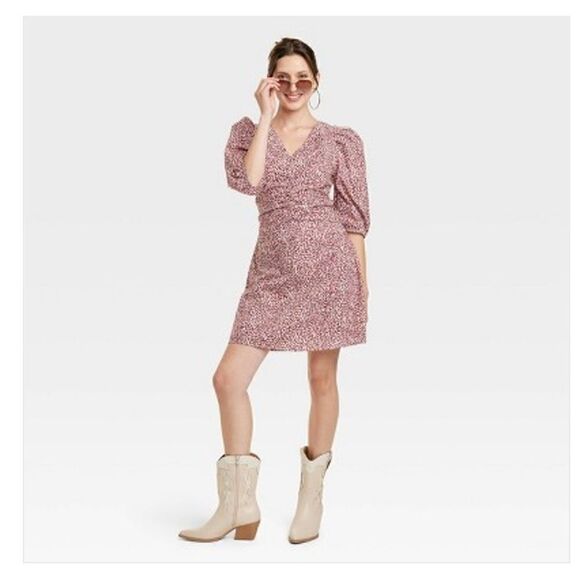 UNIVERSAL THREAD Elbow Puff Sleeve Ruched Mini Dress *NEW* - Picture 2 of 13